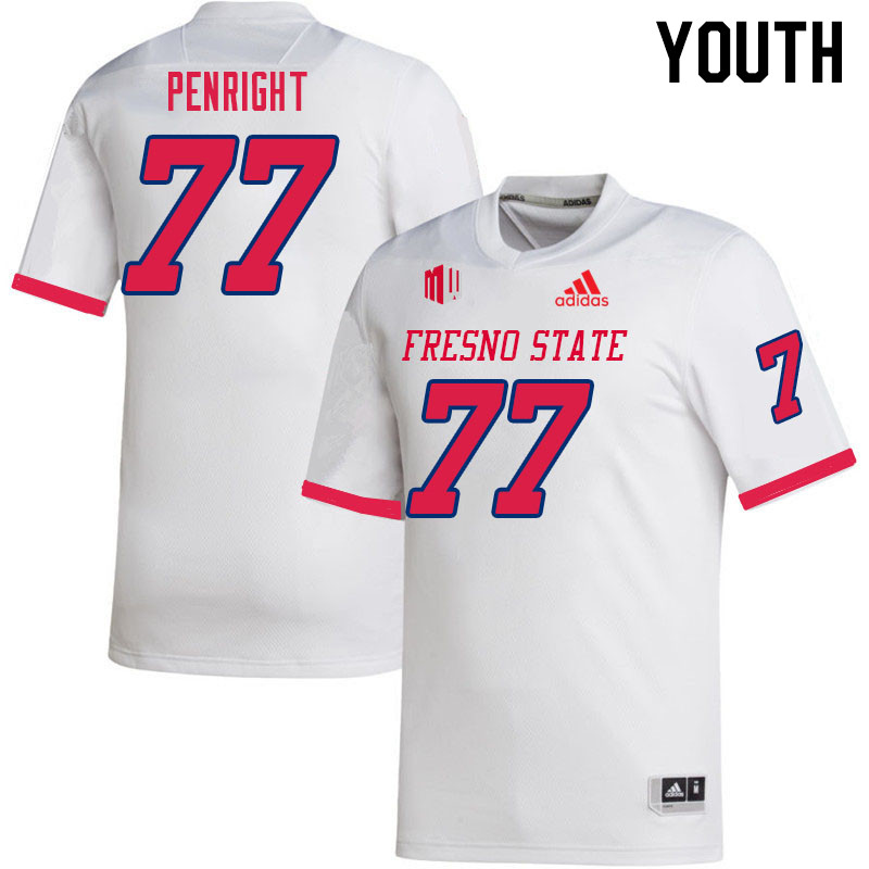 Youth #77 Toreon Penright Fresno State Bulldogs College Football Jerseys Sale-White - Click Image to Close